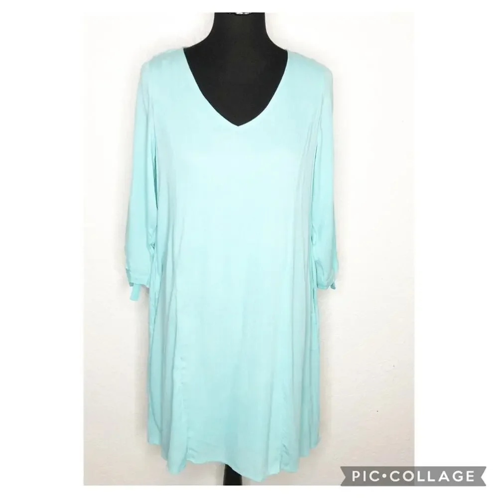 Soft Surroundings light blue cold shoulder shift dress size Petite Medium PM